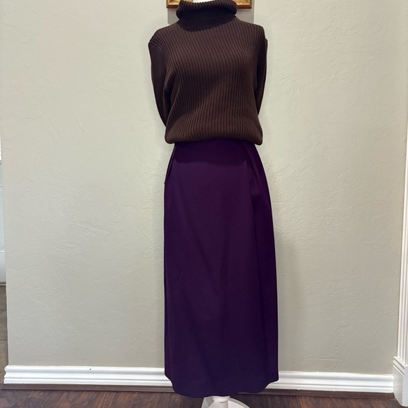 ❤️Vintage JH Collectibles 100% Wool Skirt Purple Midi High Waist Classic - Picture 11 of 13